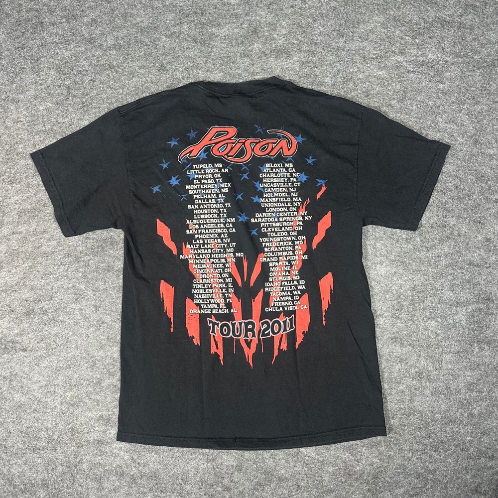 Poison Something To‎ Believe In Tour 2011 Band T Shirt Mens Large Black - Picture 4 of 16